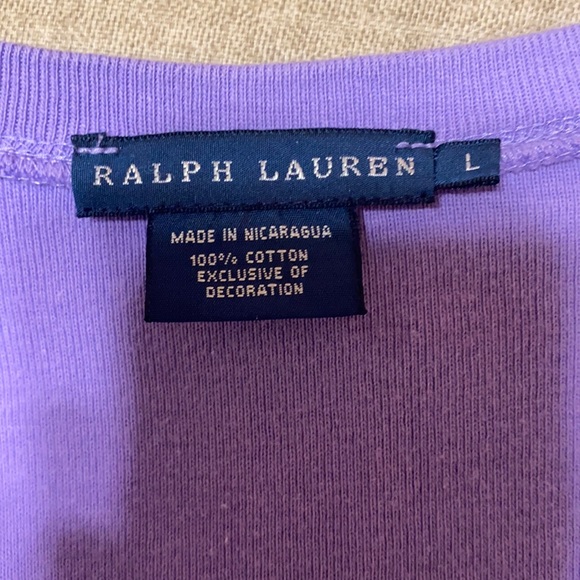Ralph Lauren Purple V-Neck Knit Tee Size Large - Picture 3 of 4